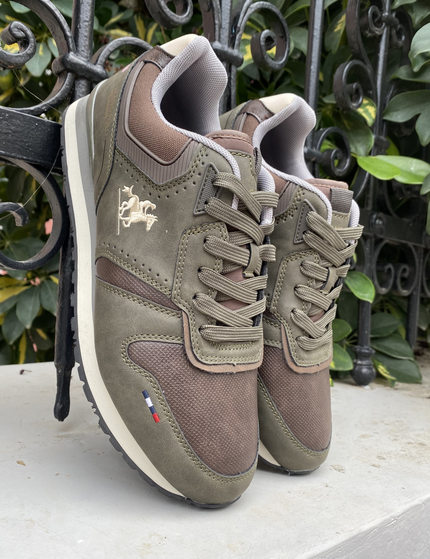 US Grand Polo ανδρικά χακί-καφέ sneakers με διχρωμία GPM523100 φωτογραφία